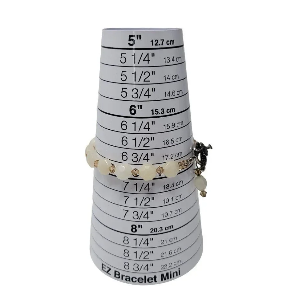 Artisan Handmade 925 Sterling Silver White Quartz Bicone Beaded Bracelet Healing